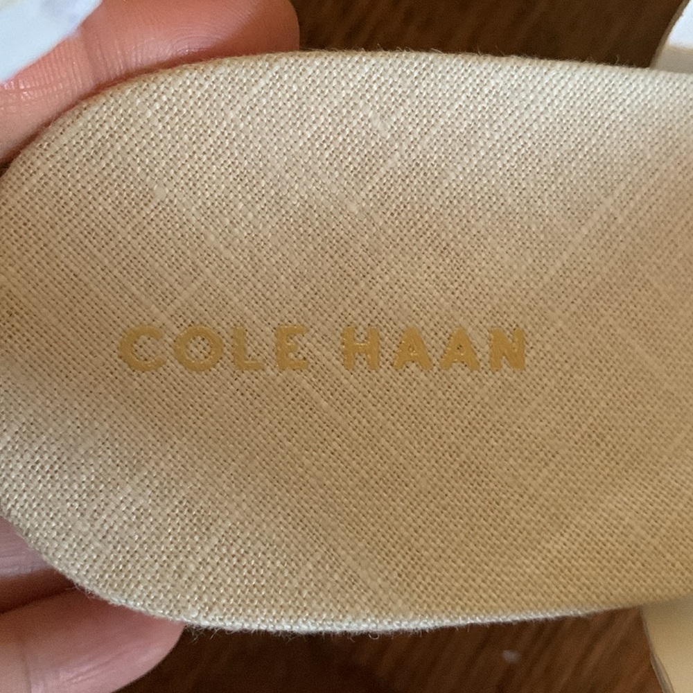 New Cole Haan Crystal Wedge Leather Espadrille Strap Sandal - Picture 9 of 10